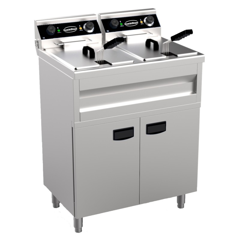 Friteuse professionnelle électrique double sur coffre robinet de vidange - 2 x 9 litres - Combisteel