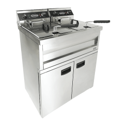 Friteuse professionnelle électrique double sur coffre robinet de vidange - 2 x 9 litres - Combisteel