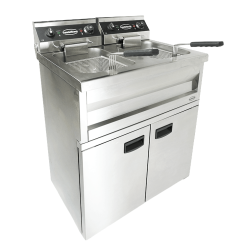 Friteuse professionnelle électrique double sur coffre robinet de vidange - 2 x 9 litres - Combisteel