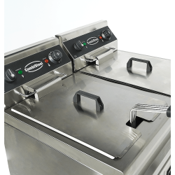 Friteuse professionnelle électrique double sur coffre robinet de vidange - 2 x 9 litres - Combisteel