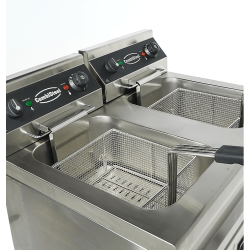 Friteuse professionnelle électrique double sur coffre robinet de vidange - 2 x 9 litres - Combisteel