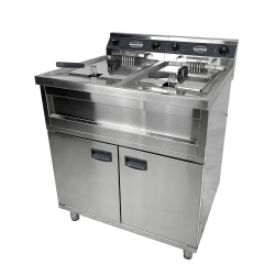 Friteuse professionnelle électrique double sur coffre robinet de vidange - 2 x 12 litres - 2 x 6 kW