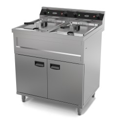 Friteuse professionnelle électrique double sur coffre robinet de vidange - 2 x 12 litres - 2 x 9 kW