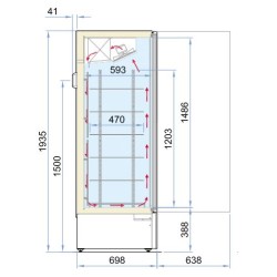 Armoire réfrigérée en verre marin négative -18/-22°C - Froid ventilé 1 porte vitrée battante - 353 litres