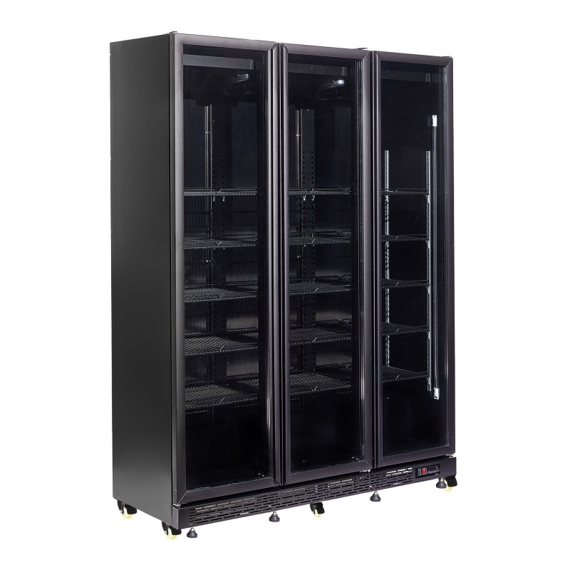 Armoire à boissons totalement noire avec 3 portes battantes