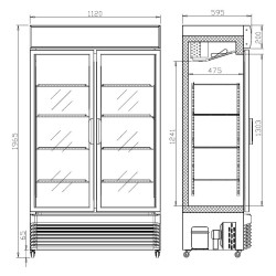 Armoire à boissons avec 2 portes coulissantes et bandeau lumineux - 750 litres - Combisteel