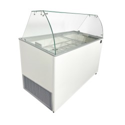 Vitrine à glace ventilée avec bac de stockage en dessous - capacité 10 x 5 litres -