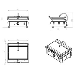 Grill panini professionnel large rainurée-rainurée - 510 x 500 x 300 mm - Combisteel