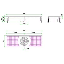 300 CANIVEAU DE SOL 927 - 927x300x140 mm