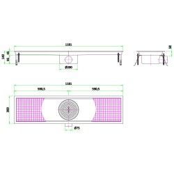 300 CANIVEAU DE SOL 1181 - 1181x300x140 mm