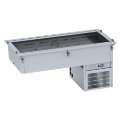 Plaque réfrigérée encastrable 5 x GN 1/1 - Refroidissement ventilé - T° 0/+4°C - h 160 mm