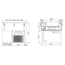 Plaque réfrigérée encastrable 4 x GN 1/1 - Refroidissement ventilé - T° 0/+4°C - h 160 mm