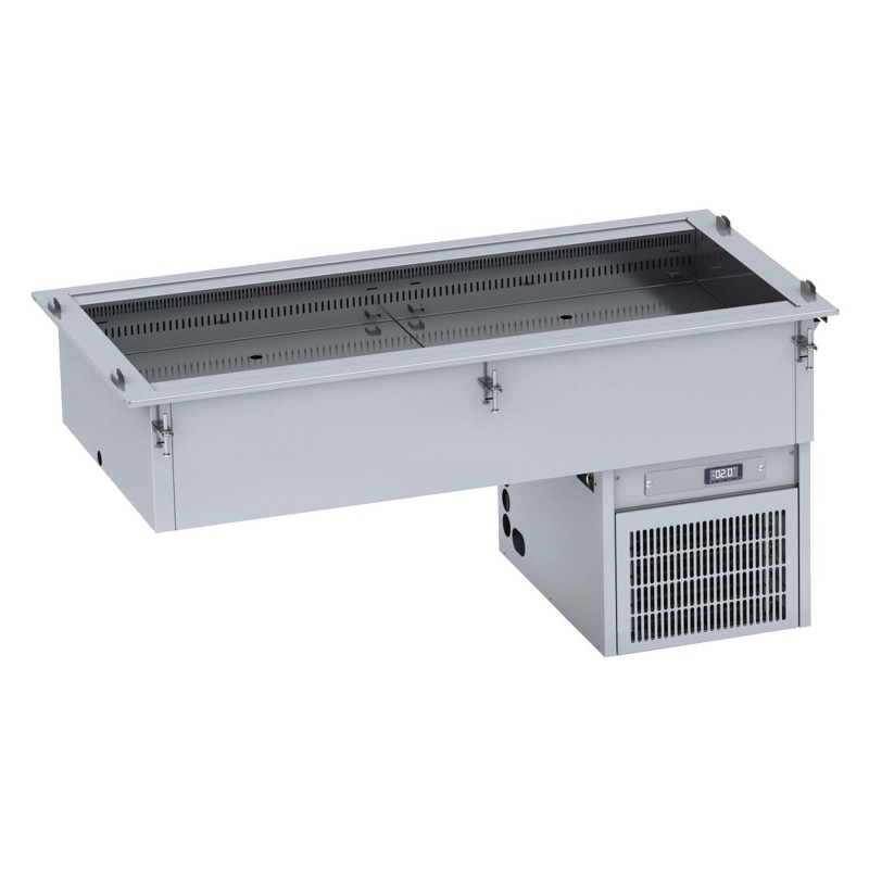 Plaque réfrigérée encastrable 2 x GN 1/1 - Refroidissement ventilé - T° 0/+4°C - h 160 mm