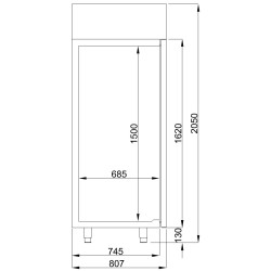 RÉFRIGÉRATEUR EN ACIER INOX MONO BLOCK 700 LTR ENERGY LINE - 700x810x2050 mm
