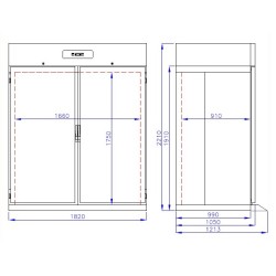 Réfrigérateur roll-in mono block 1400 litres en inox, GN 2/1, -2°/+8°C