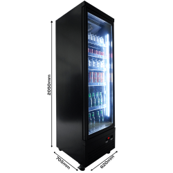 Vitrine murale réfrigérée full black positive 0/+10°C - 1 porte vitrée battante - 450 litres - CEB-500R BL