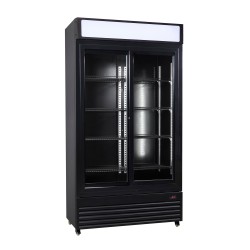 Armoire à boissons totalement noire avec 2 portes coulissantes et bandeau lumineux - 780 litres