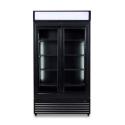 Armoire à boissons totalement noire avec 2 portes coulissantes et bandeau lumineux - 780 litres