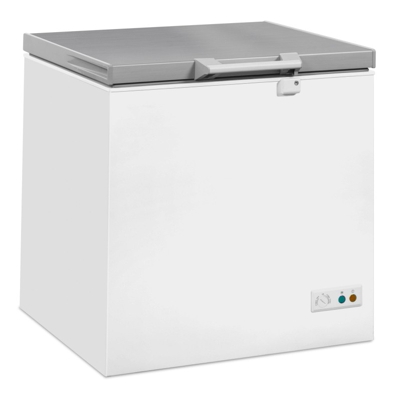 Congélateur coffre avec couvercle plein battant inox - 202 litres
