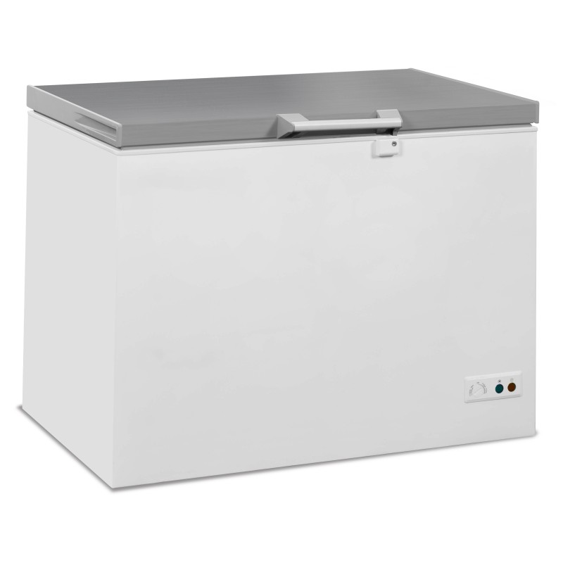 Congélateur coffre avec couvercle plein battant inox - 305 litres