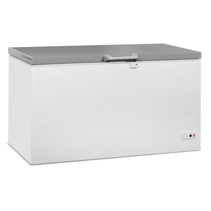 Congélateur coffre avec couvercle plein battant inox - 469 litres