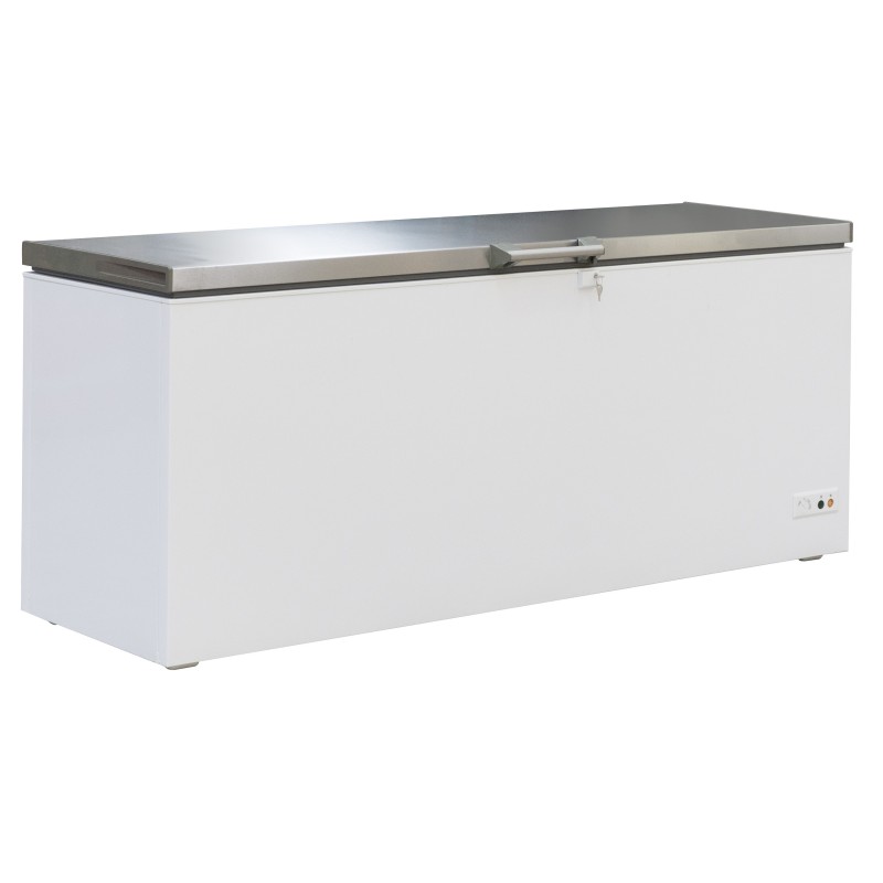 Congélateur coffre avec couvercle plein battant inox - 635 litres