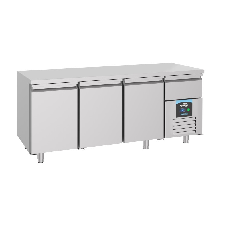 Table réfrigérée 3 portes GN 1/1 avec tiroir réfrigéré - T°-2°/+8°C - Combisteel