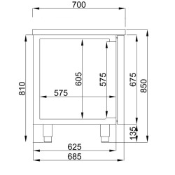 Table réfrigérée 3 portes GN 1/1 avec tiroir réfrigéré - T°-2°/+8°C - Combisteel