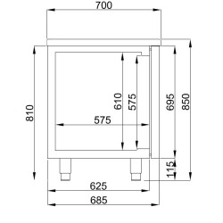 700 TABLE RÉFRIGÉRÉE 4 TIROIRS MONOBLOCK ENERGY LINE - 1300x700x850 mm