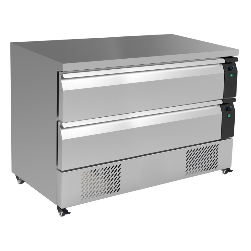 Table réfrigérée positive et négative - T° +1/+4 °C / -18/-21°C - 2 tiroirs - 6 x  GN 1/1 -  Combisteel