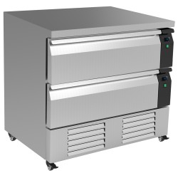 Table réfrigérée positive et négative - T° +1/+4 °C / -18/-21°C - 2 tiroirs - 4 x  GN 1/1 -  Combisteel
