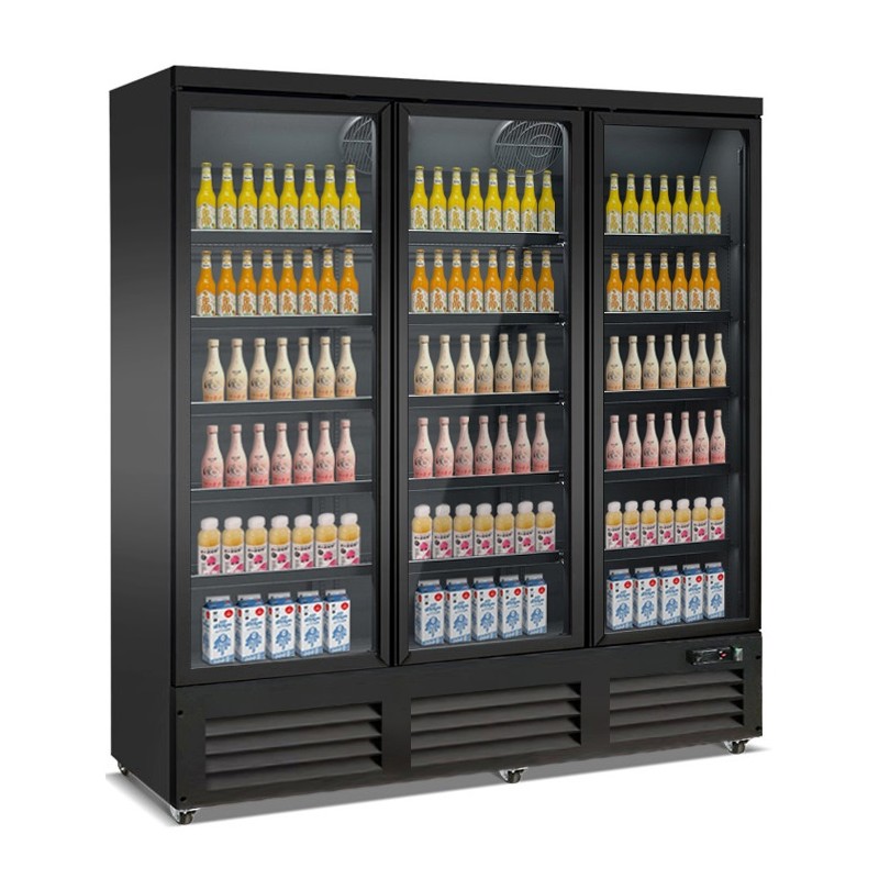 Vitrine murale réfrigérée full black positive 0/+10°C - 3 portes vitrées battantes - 1600 litres - CEB-1600R BL