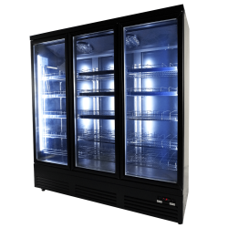 Vitrine murale réfrigérée full black positive 0/+10°C - 3 portes vitrées battantes - 1600 litres - CEB-1600R BL
