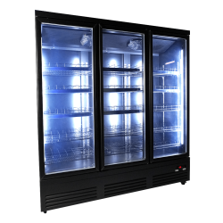 Vitrine murale réfrigérée full black positive 0/+10°C - 3 portes vitrées battantes - 1600 litres - CEB-1600R BL