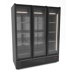 Vitrine murale réfrigérée full black positive +1/+7°C - 3 portes vitrées battantes - 1555 litres - Combisteel