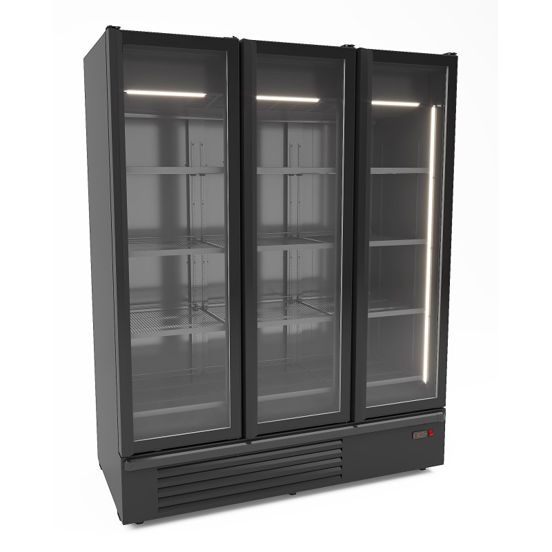 Vitrine murale réfrigérée full black positive +1/+7°C - 3 portes vitrées battantes - 1555 litres - Combisteel