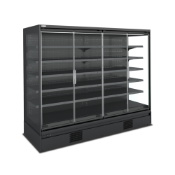 Armoire réfrigérée black positive +2/+4°C - 4 portes vitrées battantes