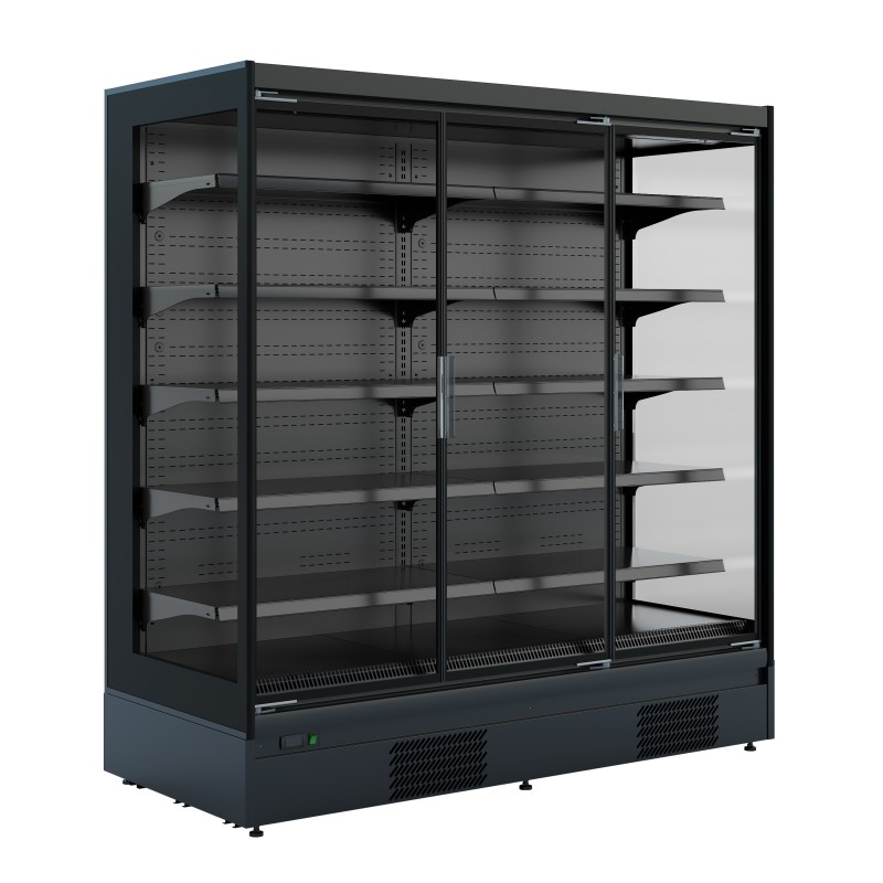 Armoire réfrigérée black positive +2/+4°C - 6 portes vitrées battantes