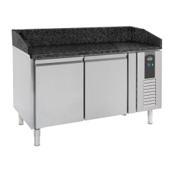 Table à pizza avec granit noir - 2 portes - 1510 x 800 x 1000 mm