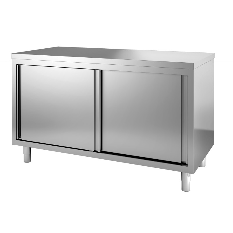 Table de travail avec portes coulissantes - profondeur 600 hauteur 850 mm - COMBISTEEL