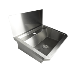 ÉVIER INOX 1 ROBINET 600MM BOUCHON DE VIDANGE ET COUVERCLE ANTI-ÉCLABOUSSURES INCLUS - 600x468x438 mm