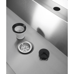 ÉVIER INOX 1 ROBINET 1800MM BOUCHON DE VIDANGE ET COUVERCLE ANTI-ÉCLABOUSSURES INCLUS - 1800x468x438 mm