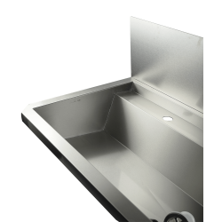 ÉVIER INOX 1 ROBINET 1800MM BOUCHON DE VIDANGE ET COUVERCLE ANTI-ÉCLABOUSSURES INCLUS - 1800x468x438 mm