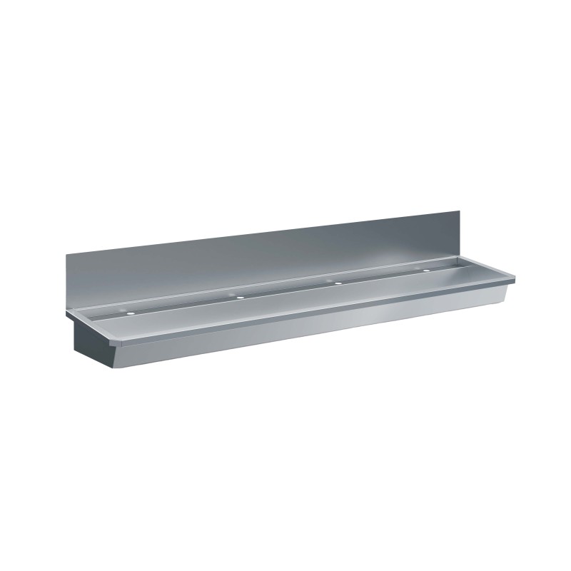 ÉVIER INOX 1 ROBINET 2400MM BOUCHON DE VIDANGE ET COUVERCLE ANTI-ÉCLABOUSSURES INCLUS - 2400x468x438 mm