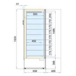 Armoire réfrigérée en verre marin négative -18/-22°C - 1 porte vitrée battante - 353 litres