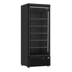 Armoire réfrigérée full black positive 0/+10°C - 1 porte vitrée battante - 600 litres
