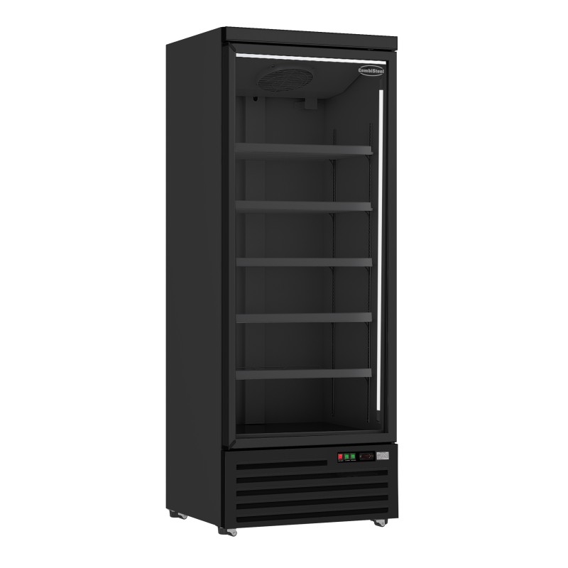 Armoire réfrigérée full black positive 0/+10°C - 1 porte vitrée battante - 600 litres