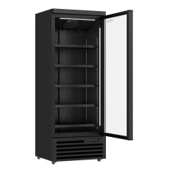 Armoire réfrigérée full black positive 0/+10°C - 1 porte vitrée battante - 600 litres
