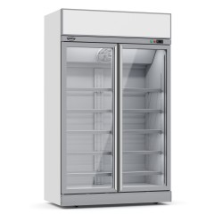Armoire réfrigérée blanche négative avec canopy  -18/-22°C - 2 portes vitrées battantes - 1000 litres