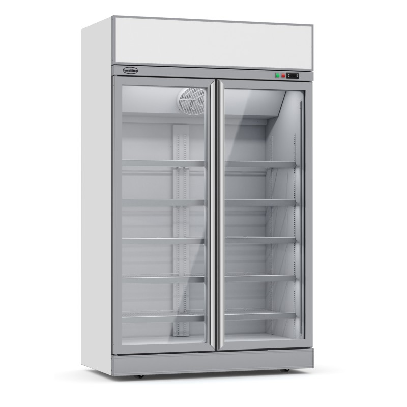 Armoire réfrigérée blanche positive avec canopy - 0/+10°C - 2 portes vitrées battantes - 1000 litres